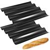 YIXNSW 2 Stampo Pane, Teglia per Baguette, 38 x 33 cm, Stampo Baguette Perforata Antiaderente per Cuocere 4 Pane, Nero