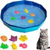 Skeadex Piscina per gatti con giocattolo, giocattolo portatile per piscina pieghevole, giocattolo per gatti da interni annoiati, tappetino d'acqua, giocattolo per gatti e cani (blu (50 x 8 cm)