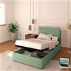 Baldiflex Letto Piazza e Mezza con Contenitore Modello Licia in Tessuto, Rete a Doghe, per Materassi Piazza e Mezza 120x190 cm, Testiera Finemente Imbottita, Colore Mint