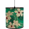 FANSU Paralume E27 Paralume in Tessuto Vintage Fiori Stampa Lampadario Copertura Lampada Accessori Luce Sostituibile Lampada Tavolo Lampada Comodino Paralume a Tamburo (Verde acqua,30x30x30cm)