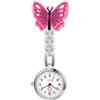 Silverora Orologi da tasca Orologi da infermiera Orologi da infermiere al quarzo facilmente leggibili orologi da infermiera farfalla decorativo Fob con clip stetoscopio per medici sorelle rosso rosa