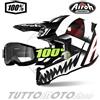 Airoh - 100% Casco da CROSS AIROH Twist 2.0 Mask Matt + Maschera 100% Upsol Trasparente