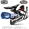 Airoh - 100% Casco da CROSS AIROH Twist 2.0 Mask Matt + Maschera 100% Blue Trasparente