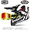 Airoh - 100% Casco da CROSS AIROH Twist 2.0 Mask Matt + Maschera 100% Yellow Specchiata