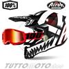 Airoh - 100% Casco da CROSS AIROH Twist 2.0 Mask Matt + Maschera 100% Red Specchiata