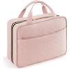 Lifewit Beauty Case da Viaggio Donna, Grande Trousse Trucchi da Appendere, Beautycase da Viaggio con 4 Trasparente Scomparti, Regalo Donna e Uomo, Grande, Rosa