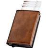 HAFEID portafoglio uomo slim - porta carte di credito schermato - portacarte di credito - portatessere smart - porta tessere donna - RFID blocking wallet marrone
