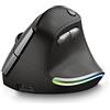 Trust Bayo Mouse Verticale Wireless Ricaricabile, Mouse Ergonomico Senza Filo, 800-2400 DPI, RF 2.4GHz, 6 Pulsanti, Ricevitore USB, Portata 10 m, Luce RGB, per PC, Computer, Laptop, Mac - Nero