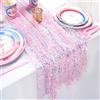 QueenDream Runner da tavola rosa con paillettes iridescenti, 3 m, 63 x 300 cm, per matrimoni, baby shower, feste di compleanno per ragazze, decorazioni da tavolo a forma di cuore