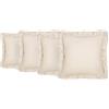 Highams Cuscini per divano con volant in finto lino, 45 cm x 45 cm, morbidi cuscini decorativi per divano, sedia, divano, confezione da 4, beige