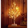 Hairui Albero Picolo Luci Bianchi con Timer a 24LED 18in Betulla Batteria Funzionanti per la Decorazione Natale Pasqua Domestica Interno