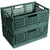 Bocguy 2Pezzi Cassetta Plastica Pieghevoli, Cassette Plastica, Scatola Portaoggetti Pieghevole, Cesto di Stoccaggio Pieghevole, Cestini Portaoggetti per Cucina, Bagno, Ufficio(30x20x12cm,Verde + Verde)