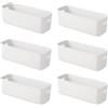 EURXLQ 6 Cestini Portaoggetti Plastica Scatole Organizer con Manici 28 cm,Contenitori per Armadio,Contenitore Plastica,Organizer Portaoggetti per Cucina Bagno Cosmetici,28 x 10 x 11 cm (Bianco)