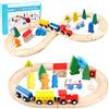 LiRiQi Pista Treno in Legno, 33 pezzi Giocattolo per ferrovia in legno per bambini, Pista Macchinine giochi, Pista Trenino Legno Creativo, Giocattolo Educativo Rgali per ragazze ragazzi 3 4 5 6 anni