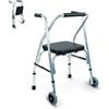 Mobiclinic®, Deambulatore per anziani, Compostela, Marchio europeo, 2 ruote, Pieghevole in alluminio, Leggero, Con seduta, Schienale imbottito, Regolabile altezza