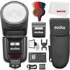 Godox V1PRO-F V1 Pro F TTL - Fotocamera a testa tonda Compatibile con Fuji, 76 W HSS 1/8000, batteria al litio integrata, flash esterno innovativo SU-1, lampada da modellazione a LED
