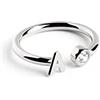 SINGULARU - Anello Personalizzato Letter Spark Argento. Regolabile. Argento Sterling 925 con Finitura Placcata Rodio. Taglia Unica. Gioielli da Donna. Lettera A