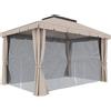 Arreditaly Gazebo 3x4 M da giardino con tende laterali zanzariere struttura acciaio beige