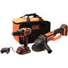 BLACK+DECKER TRAPANO AVVITATORE A BATTERIA CON PERCUSSIONE + SMERIGLIATRICE IN SET 'BCK24D2S-