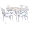 MIlani Home VENTUS - set tavolo in alluminio e teak cm 160 x 90 x 74 h con 6 sedie Ventus