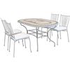MIlani Home VENTUS - set tavolo in alluminio e teak cm 160 x 90 x 74 h con 4 sedie Ventus