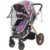 Msiud Copri Passeggino Antipioggia Universale 55x75x40cm PVC Trasparente | con Doppia Cerniera Impermeabile Antivento Antipolvere Traspirante Adatto per Passeggino Singola Doppia Facile Installazione