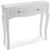 VERSA Avery Consolle Ingresso, Tavolo Consolle, Tavolino Ingresso, Tavolo Salotto, con 2 cassetti, Misure (A x L x l) 80 x 25 x 90 cm, Legno, Colore Bianco