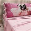 PETTI Artigiani Italiani - Lenzuola Animali con Cani in Cotone con Federe in Stampa Digitale, Lenzuola Letto Singolo, Completo Letto Singolo Rosa, 100% Made in Italy