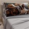 PETTI Artigiani Italiani - Lenzuola Animali con Cani in Cotone con Federe in Stampa Digitale, Lenzuola Matrimoniali, Completo Letto Matrimoniale Grigio Chiaro, 100% Made in Italy
