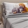 PETTI Artigiani Italiani - Lenzuola Animali con Gatti e Cani in Cotone con Federe in Stampa Digitale, Lenzuola Una Pizza e Mezza, Completo Letto Una Piazza e Mezza Grigio Chiaro, 100% Made in Italy