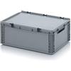 Auer Packaging Eurobox 60 x 40 x 23,5 cm con coperchio a cerniera, scatola di plastica ED 64/22 HG 60 x 40 x 22 60 x 40 x 23,5 cm