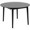 AC Design Furniture Monty Tavolo da pranzo allungabile per 6 persone, piano rotondo in impiallacciatura di rovere nero con gambe rotonde, tavolo da cucina con piano estraibile, Ø 115 x H 75 cm
