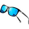 KANASTAL Occhiali da Sole Blu Specchio Uomo Donna Polarizzati Specchiati Azzurri UV400 Quadrati Vintage Alla Moda Retrò Classici Blue Mirror Sunglasses per viaggio spiaggia -Azzurre