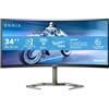 Philips Monitors PHILIPS Evnia - Monitor Gaming curvo WQHD da 34 pollici, MPRT da 1 ms, 165 Hz, FreeSync Premium, HDR10 (3440x1440, DisplayPort, HDMI, hub USB), colore nero