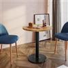 DEGHI Tavolo rotondo 60 cm con top da 30 mm effetto rovere e base in metallo nero - Caio