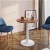 DEGHI Tavolo rotondo 80 cm con top da 30 mm effetto rovere scuro e base in metallo bianco - Caio
