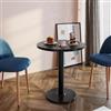 DEGHI Tavolo rotondo 80 cm con top da 30 mm e base in metallo nero - Caio