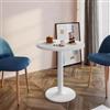 DEGHI Tavolo rotondo 80 cm con top da 30 mm e base in metallo bianco - Caio