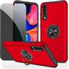 Dechyi Privacy cover per Samsung A50/A30S/A50S Custodia con Anti-Peeping in vetro temperato con custodia protettiva ad anello- Rosso