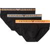 Emporio Armani 3-Pack Brief Mixed Waistband, Slip Uomo, Nero/Nero/Nero, M