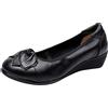 Jamron Donna Vera Pelle Scarpe Comode Suola Morbida Fiore Ballerine Tacco Basso a Zeppa Pumps Pantofole Nero SN070358 EU40