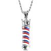 PAURO Collana Unisex Acciaio Inossidabile Barbiere Negozio Segno Durante Girare la Luce Argento