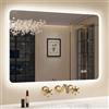 STARLEAD Specchio-Bagno-con-Luce 80x60 cm, Specchio-Bagno-LED con Antifog, 3 Colori Luce, Dimmerabile, IP44 Vetro Temperato HD Specchiera-Bagno, Funzione Memoria, Orizzontale/Verticale