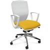 LEYFORM poltrona da ufficio SPRINT RE con braccioli fissi, base alluminio lucido e parti in plastica bianche - 179382R-B/RT