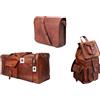 Fatto a mano Borsa a tracolla uomo e donna in vera pelle con tre messenger/borsone/zaino