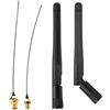 Akasa 2dBi Omni-Directional Tri-Band Antenna Wi-Fi + 15 cm I-PEX MHF4L to RP-SMA Female Pigtail Cable, progettato per dispositivi di rete wireless, PC desktop, IP Camera, 2 pezzi, A-ATBN-01