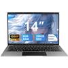 bvate PC Portatile 14 Win 11 Notebook 256 GB ROM Supporta l'espansione SSD 1TB 8GB RAM 2.4G+5G WiFi 1080 FHD BT4.2 USB HDMI con mouse senza fili & adesivi per tastiera Italiana-Grigio