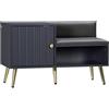 HOMCOM Panca Scarpiera da Ingresso Salvaspazio con Seduta Imbottita, Ripiano Aperto e Armadietto per 4 Paia di Scarpe, Corridoio, Camera da letto, Soggiorno in Legno, 80x33x49cm, Grigio