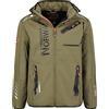 Geographical Norway Royaute Men - Giacca Cappuccio Softshell Impermeabile Uomo - Giacca Vento Tattica Da Esterno - Escursionismo Sci Autunno Inverno Primavera (Chaki nero S)