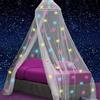 UB-STORE Baldacchino per letto da ragazze con bagliori pre-incollati nelle unicorni scure - Zanzariera con decorazioni per camera Princess - Tenda per camerette per bambini con Luci della Galassia